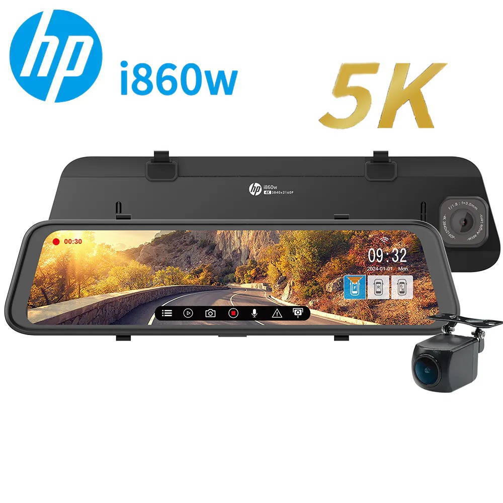 【HP 惠普】i860w  5K高畫質電子後視鏡◉80D028
